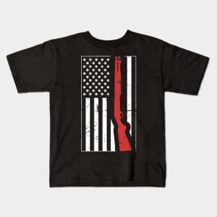 American Flag & Shotgun - Skeet Shooting Kids T-Shirt